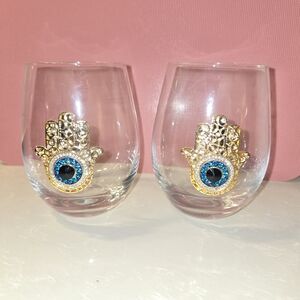 Gold and Blue Evil Eye Glasses